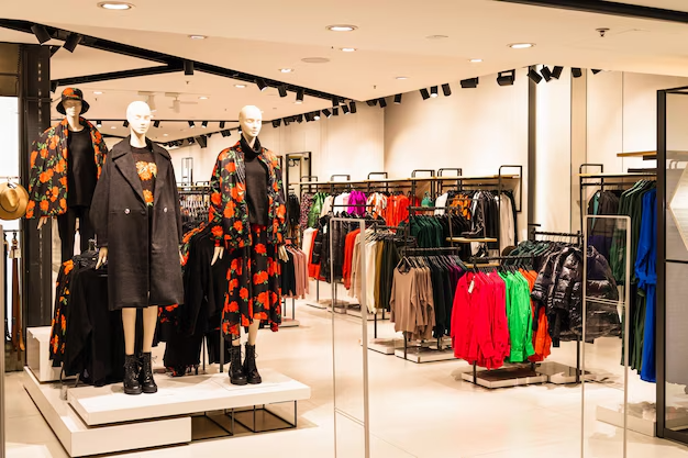 Olivia Clothing Store featuring a modern fashion showroom with stylish women's clothing, trendy jackets, dresses, and premium apparel displayed on mannequins and clothing racks for an exceptional shopping experience.