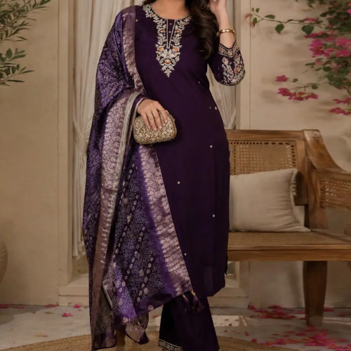 Olivia Clothing Store elegant purple salwar suit for women.