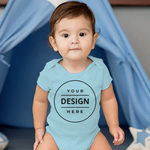 Olivia Clothing Store baby blue personalized bodysuit for infants.