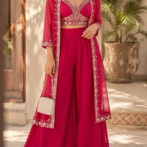 Olivia Clothing Store red embellished party wear outfit for women